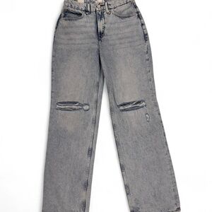 Good American Gray Straight Leg Jeans